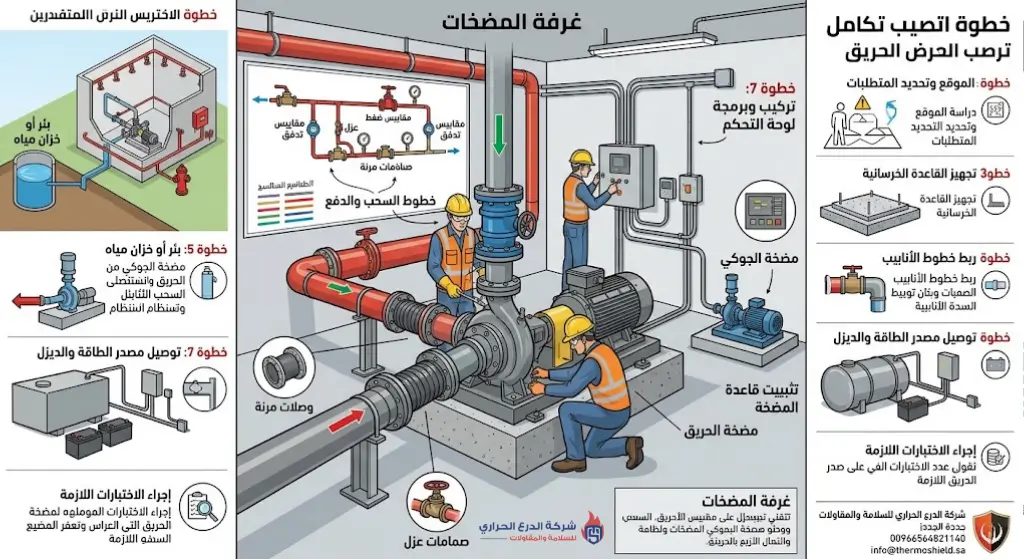 شرح تركيب مضخات الحريق
